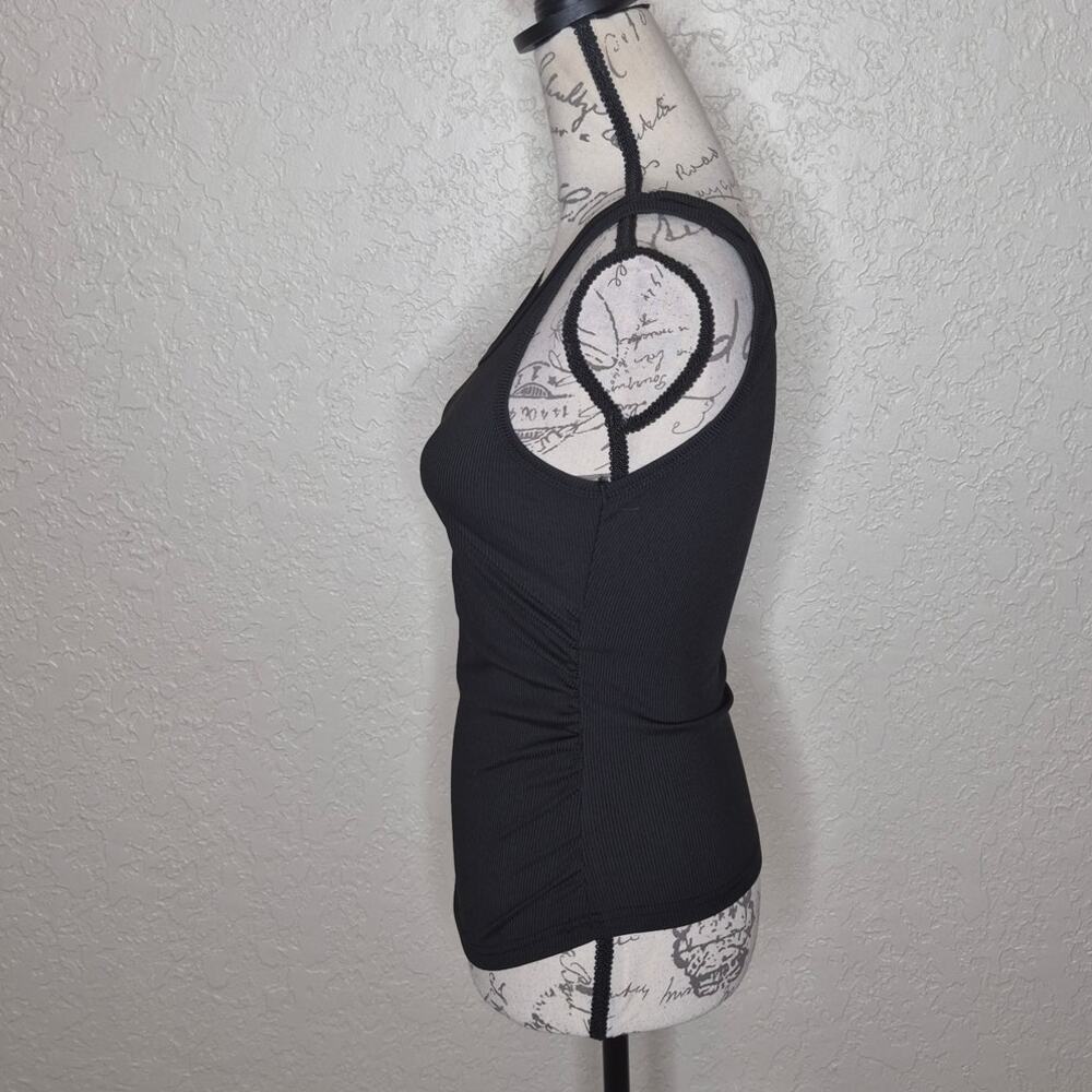 Black Ribbed Tank Top Size S - Picture 2 of 6